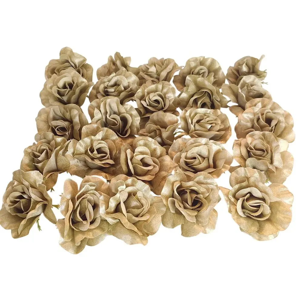 25 Moss Olive Green Satin Rose Heads Stemless Wedding Floral Craft DIY 2.5in